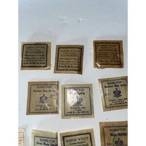 Lot of 10 Vintage Watch Mainsprings Illinois Watch & Hamilton NOS Watch Parts